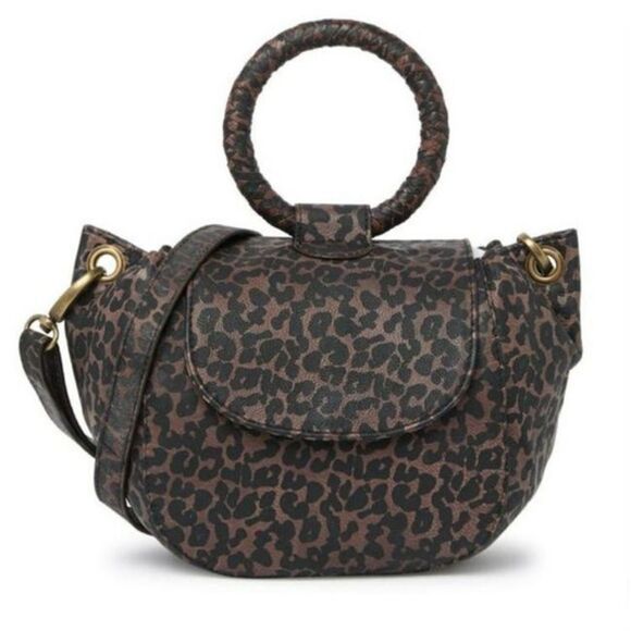 New Frye Maddie Leopard Print O-ring Brown Leather Cross Body Bag - Picture 1 of 12
